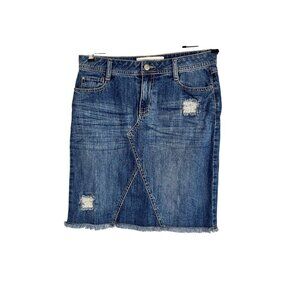 Retro Denim Jean Shirt Blue 6 Distressed Cowgirl Western Boho Chic Concert 80s